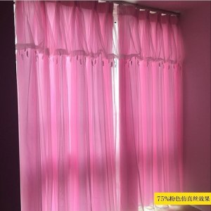 家柏饰(CORATED)韩式网红款蕾丝遮光双层温馨公主风窗帘布料星星飘窗ins卧室