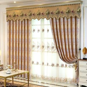 家柏饰(CORATED)欧式风格新款卧室飘窗全定制客厅遮光落地窗成品清新蓝窗帘