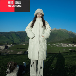 YIBUSHENG大口袋棉服女中长款冬季羽绒棉衣加厚外套小个子立领面包服防风扣