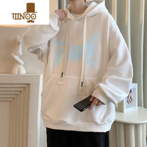 YANXU卫衣男连帽衫新款男士美式宽松套头冬装抽绳上衣服男生外套