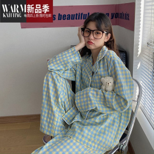 SHANCHAO韩版睡衣女ins学生可爱宽松长袖可外穿家居服套装