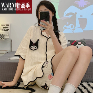 SHANCHAO睡衣女士夏季短袖薄款卡通库洛米2023年新款可外穿家居服套装