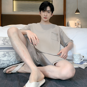 SHANCHAO男士睡衣夏季短袖短裤青少年韩版夏天卡通男款大码家居服套装