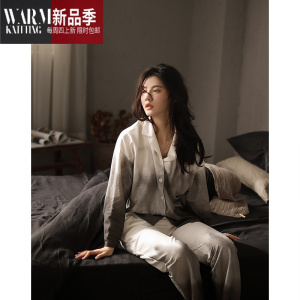 SHANCHAO侘寂睡衣女长袖薄款可外穿套装渲染渐变宽松家居服