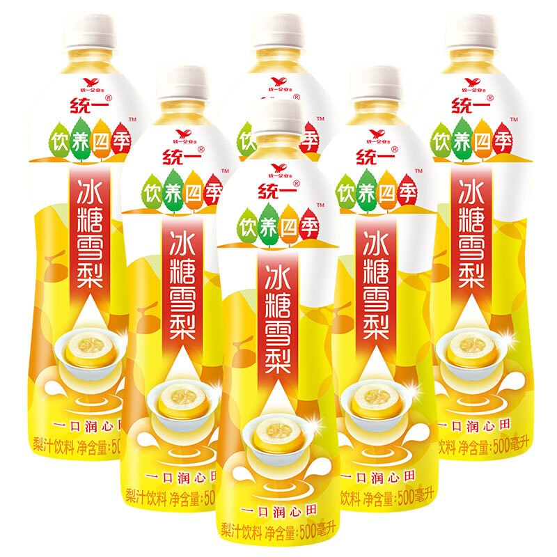 统一 冰糖雪梨 500ml*15瓶 整箱装水蜜桃冰红茶果汁饮料酸梅汤维C橙汁夏季饮料品批发