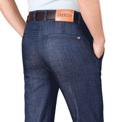 JEEPSPIRIT吉普男士牛仔裤莱赛尔舒适透气棉质长裤休闲中腰微弹牛仔长裤子