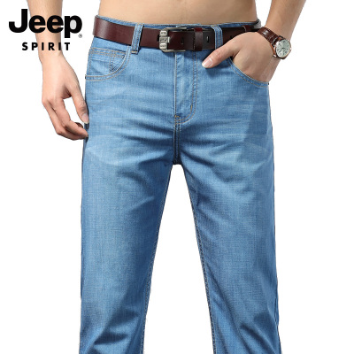 JEEPSPIRIT吉普男士牛仔裤男夏季新款莫代尔直筒超薄冰丝裤子潮牌夏天男款长裤