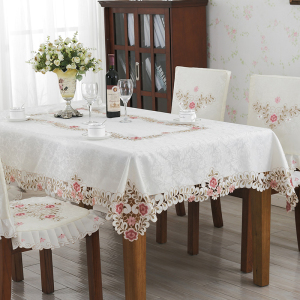 京城派 茶几桌布餐垫蕾丝餐桌布长方形布艺台布欧式圆形桌布家用中式桌布盖布