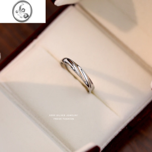 JiMi999银银戒指一对情侣对戒小众设七夕情人节礼物送男女友刻字纪念