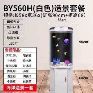 鱼缸客厅半圆柱小型免换水2021新款循环流水家用落地口玄关
