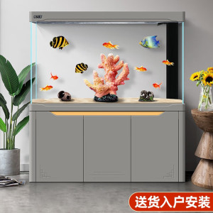 鱼缸水族箱客厅家用生态智能底滤大型超白玻璃懒人落地