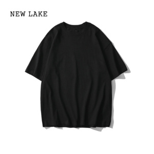 NEW LAKE美式复古大码胖mm纯棉短袖t恤女设计感小众港味chic宽松半袖上衣