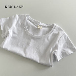 NEW LAKE时尚修身短袖纯色百搭套头T恤2024春季新款韩版女装休闲洋气上衣
