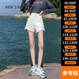 NEW LAKE黑色破洞牛仔短裤女薄款辣妹2024年夏季新款高腰显瘦宽松阔腿热裤