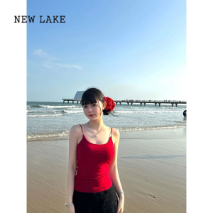 NEW LAKE美式辣妹红色内搭小吊带背心女夏季外穿修身显瘦无袖t恤甜辣上衣