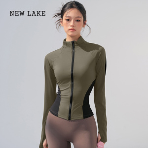 NEW LAKE健身女孩长袖瑜伽服外套修紧身显瘦运动训练夹克开衫上衣新款