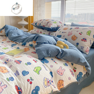 舒适主义水洗棉床上四件套非儿童床单被套学生宿舍卡通被罩三件套
