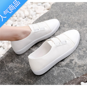 SUNTEK春夏季护士小白鞋女2023年新款百搭一脚蹬懒人老北京孕妇帆布鞋女
