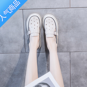 SUNTEK镂空小白鞋女2023年新款透气软底休闲鞋两穿防滑平底大码单鞋