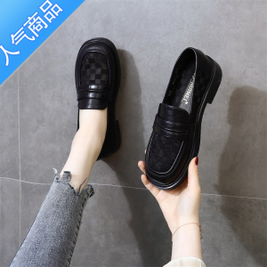 SUNTEK网纱乐福鞋女2023新款夏季透气平底一脚蹬黑色软底工作小皮鞋