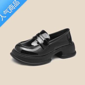 SUNTEK小皮鞋女2023春季新款英伦风jk粗跟厚底乐福鞋女学院休闲百搭单鞋