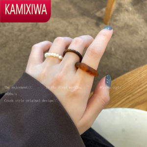 KAMIXIWA韩国树脂戒指女小众设计感时尚个性食指环气质网红ins潮情侣尾戒
