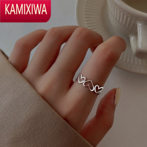 KAMIXIWA镂空爱心戒指女设计感ins潮小众日式轻奢冷淡风开口食指戒