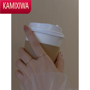 KAMIXIWA不掉色钛钢戒指女潮轻奢小众设计感极细线条小钻石精致食指关节戒