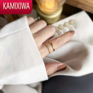KAMIXIWA双层戒指轻奢高级感冷淡风指环开口复古ins小众设计感叠戴时尚女