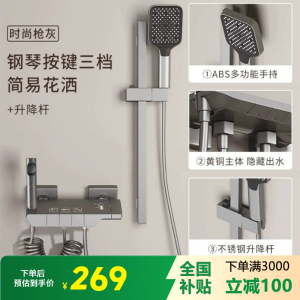 枪灰色淋浴花洒套装家用卫浴精铜简易分体式卫生间浴室增压沐浴器503