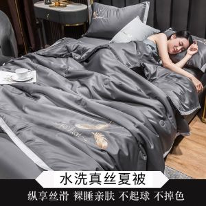 空调被夏凉被四件套水洗冰丝夏被单人双人夏天薄被子春秋被