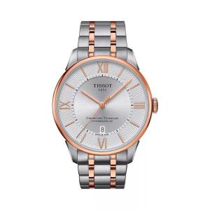 天梭(TISSOT)男表Chemin des Tourelles Powermatic 80 双音手表42毫米机械手表 Silver