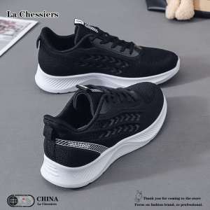 La Chessiers飞织休闲运动鞋女鞋春季新款ins百搭 透气初中学生小白鞋网鞋休闲鞋