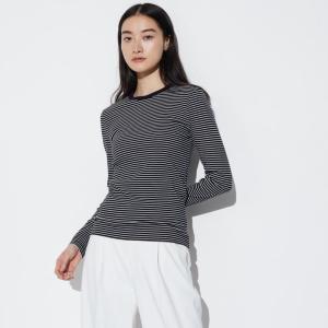 海外代购 优衣库Uniqlo 精致百搭日常女款软罗纹圆领休闲长袖上衣 475426_01