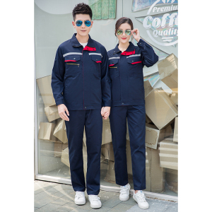 TMG8023 春秋工作服劳保服套装 拉链设计 前后反光条 内包边 七色可选