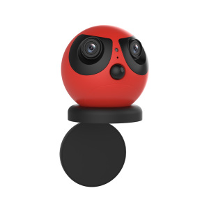 室内卡通电池摄像机 家用手机远程报警超广角双镜头监控无线WiFi摄像头