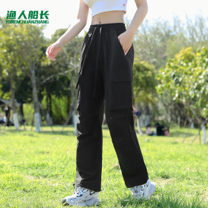 渔人船长夏季情侣款美式时尚工装裤轻薄透气运动裤宽松多口袋长裤