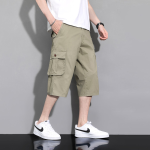渔人船长夏季男士工装七分裤轻薄透气纯棉休闲运动裤中裤