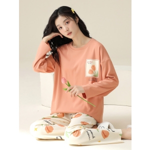 浪莎睡衣女春秋款纯棉长袖可外穿卡通家居服女款2025新款大码套装