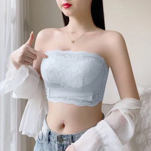 浪莎大胸显小胸无肩带内衣女裹抹胸防走光防滑聚拢夏超薄款文胸罩