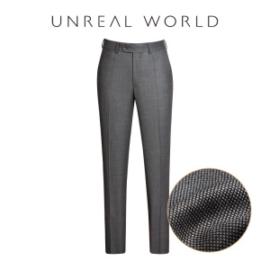 尘界垂感修身西裤 男士商务西装裤 深灰色鸟眼纹上班职业挺括裤子