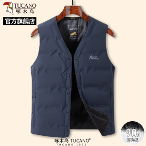 啄木鸟冬季新款羽绒服马甲男中老年保暖内胆背心爸爸装坎肩外套C