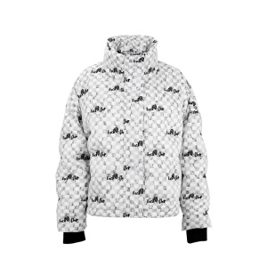 2025新款欧美棋盘格欧根纱刺绣高级感时尚面包服抗寒外套羽绒服