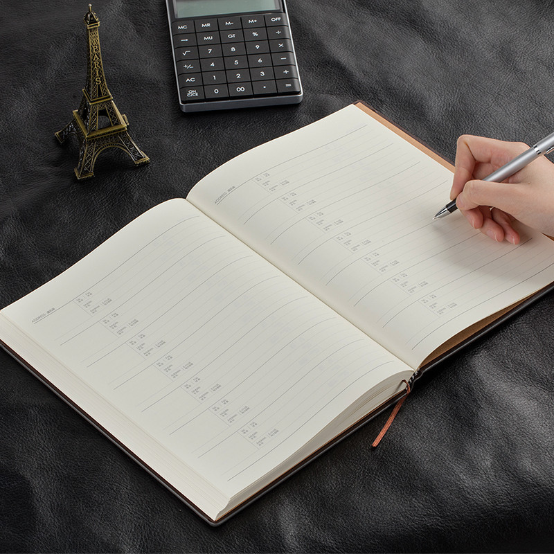 自营深圳仓 deli得力3185笔记本文具皮面商务记事簿16k大号本子160页